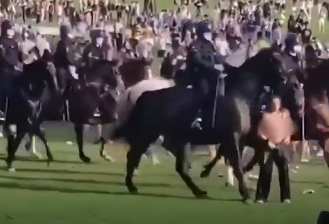 Streaker Protesting Lockdowns Hit By Horse