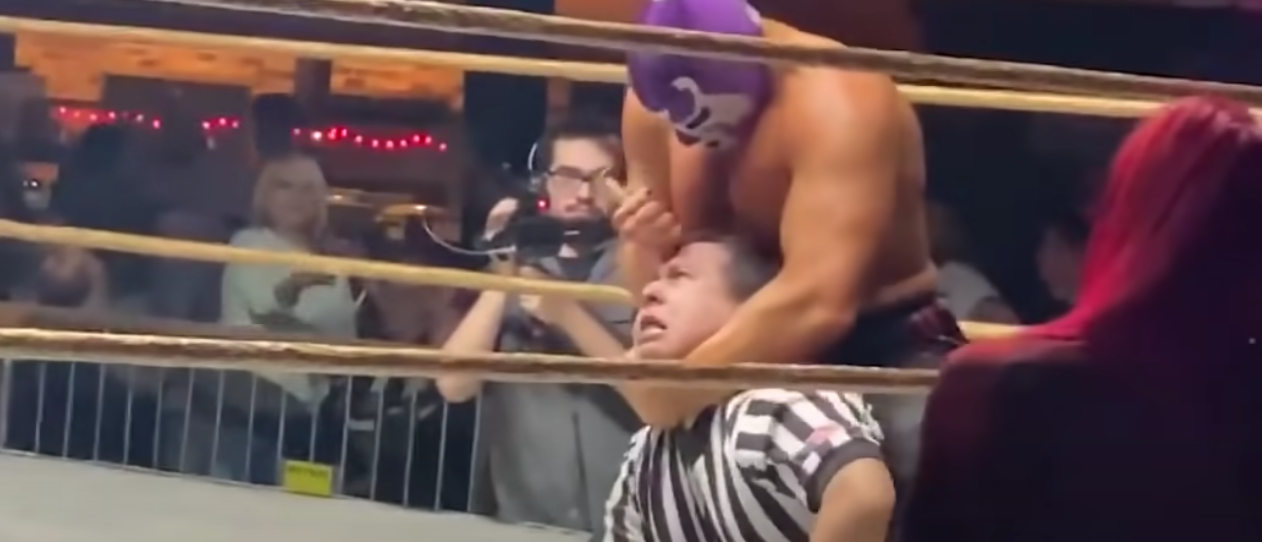 Wrestler Attacks Ref!