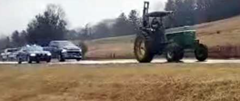 Tractor Involved in Low-Speed Police Chase