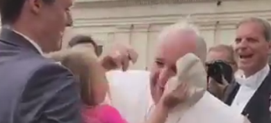 Girl Steals Pope Hat